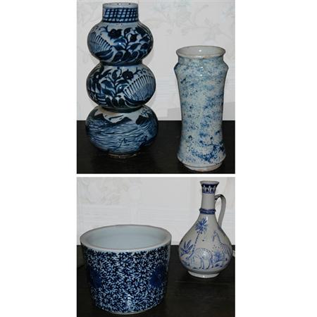 Group of Four Blue and White Porcelain