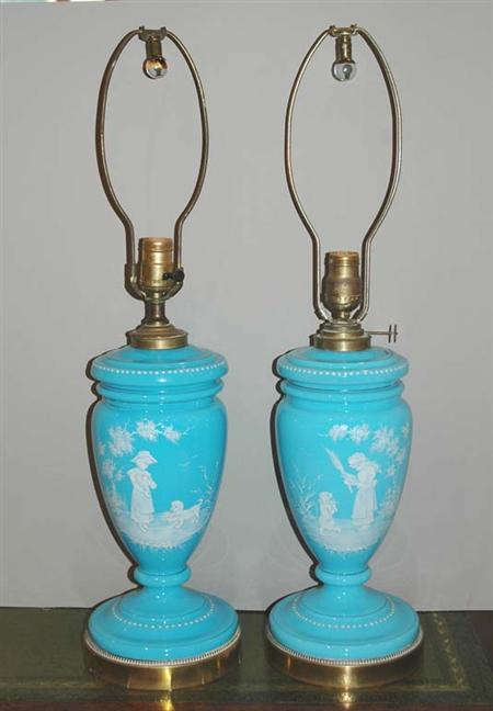 Pair of Mary Gregory Style Blue 685bc