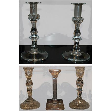 Four Pairs of Glass Candlesticks
	 