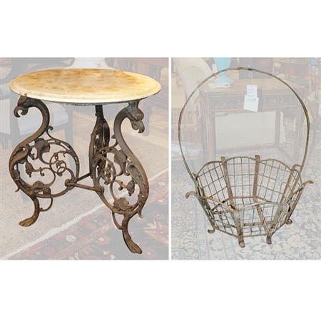Marble Top Painted Iron Table Together