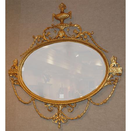 Georgian Style Gilt Wood Oval Mirror  685ce