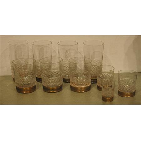 Set of Gilt Metal Mounted Cut Glassware  685ec