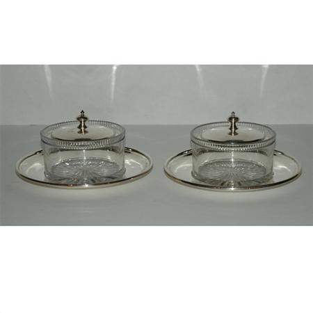 Pair of Silver and Glass Condiment 68602