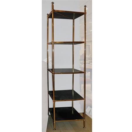 Brass and Wood Five Tier Etagere  6861e