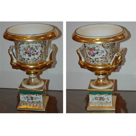 Pair of Paris Floral and Gilt Decorated