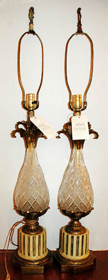 Pair of Neoclassical Style Patinated Metal 6865e
