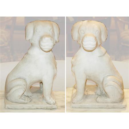 Pair of White Marble Figures of