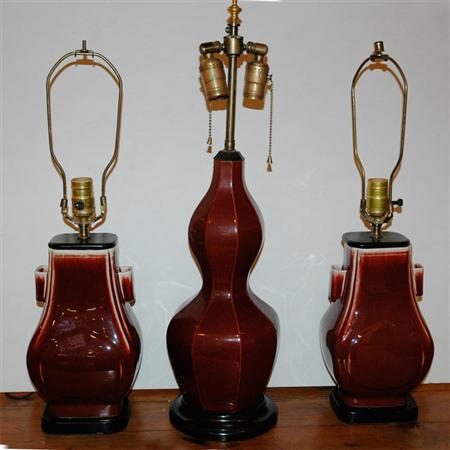 Pair of Chinese Sang de Boeuf Glazed