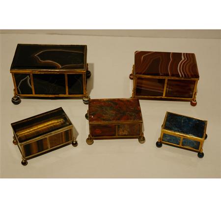 Group of Nine Agate Desk Boxes  68758