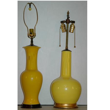 Two Chinese Yellow Glazed Porcelain