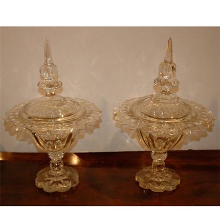 Pair of Cut Glass Covered Compotes  68798