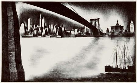 Louis Lozowick DISTANT MANHATTAN 6853c