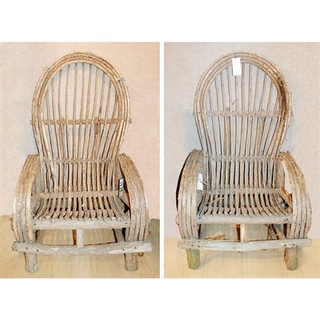 Pair of Adirondack Style Twig Armchairs  6856e