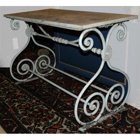 Victorian Marble Top Painted Iron 6857c