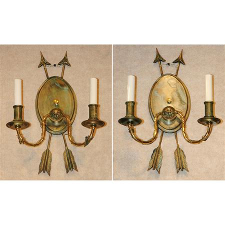 Pair of Empire Style Gilt-Metal Two-Light