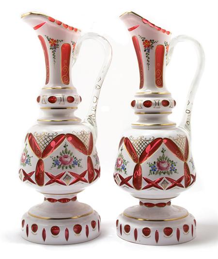 Pair of Bohemian Style White Overlaid 68582