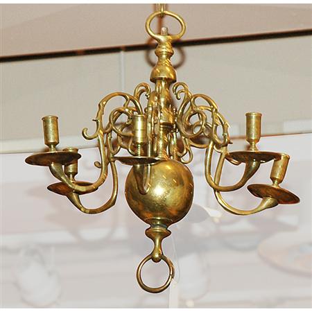 Dutch Baroque Style Brass Six-Light