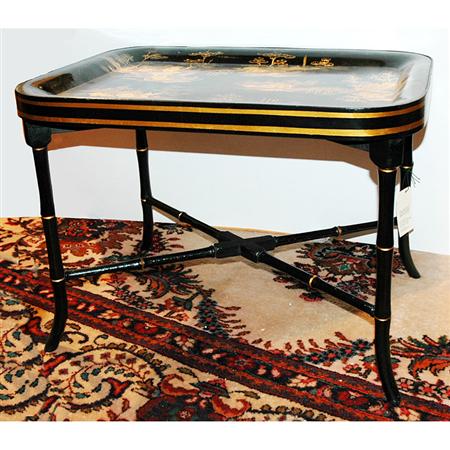 Black Painted Chinoiserie Decorated 689dd