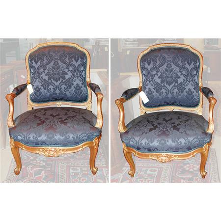 Pair of Louis XV Style Upholstered