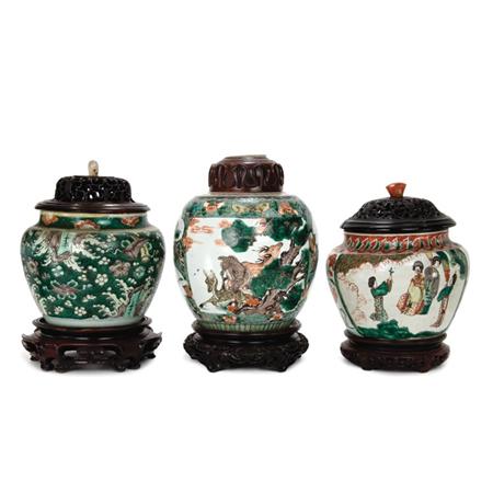 Group of Three Famille Verte Glazed 68a4b