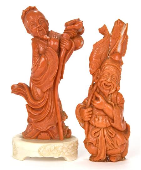 Two Chinese Coral Figural Groups  68a71