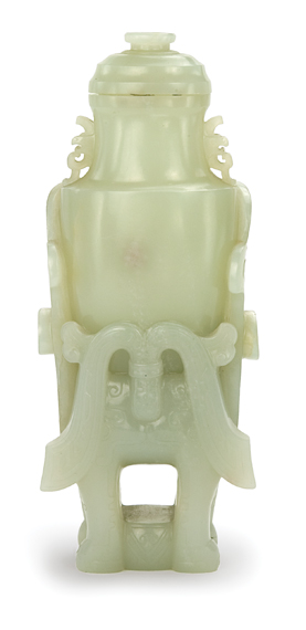 Celadon Covered Vase with Foo Lion  68a97