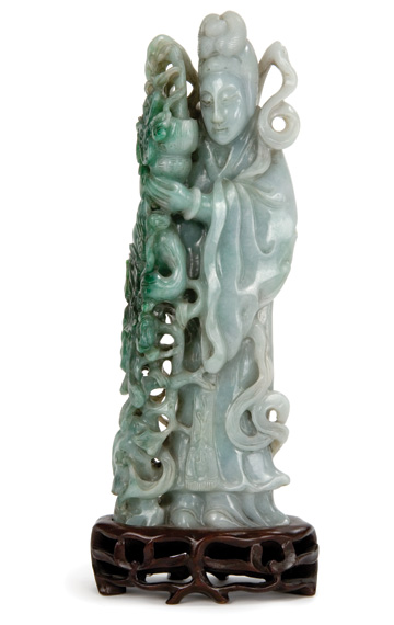 Chinese Celadon Jade Figure of Meiren
	