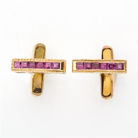 Pair of Gold and Ruby Cufflinks
	