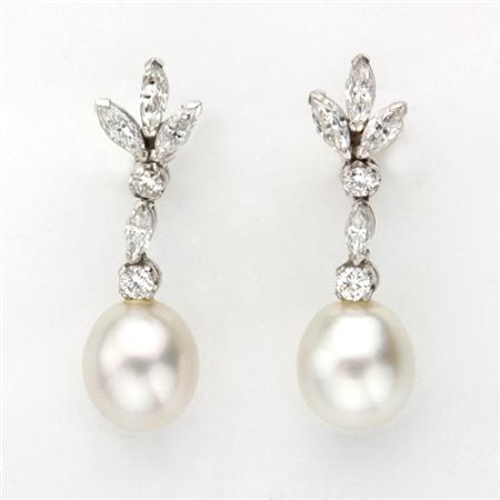 Pair of Diamond and Cultured Pearl 68b5f