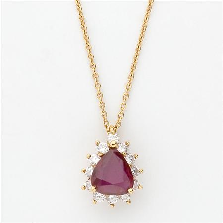 Ruby and Diamond Pendant with Gold 68b78