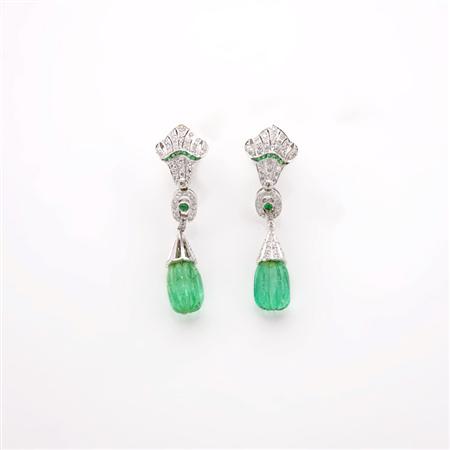 Pair of Diamond and Fluted Emerald 68b91