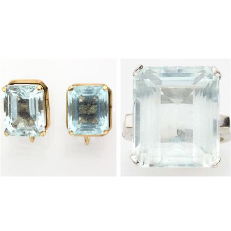 Aquamarine Ring and Pair of Gold 68ba5