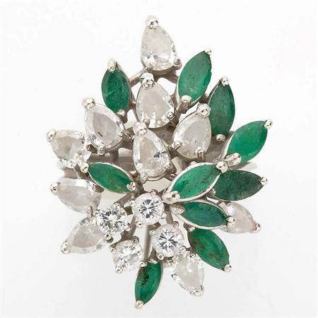 Diamond and Emerald Cluster Ring  68bb8