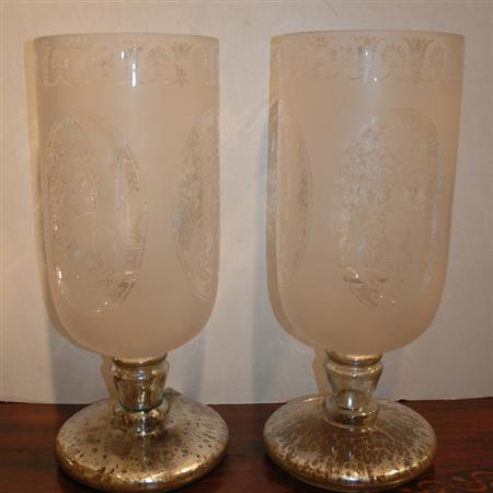 Pair of Frosted, Etched and Mercury