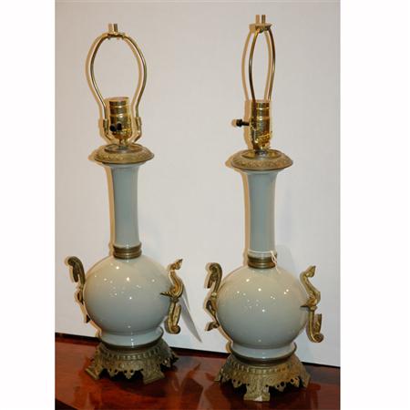 Pair of Gilt Bronze Mounted Celadon 687fa