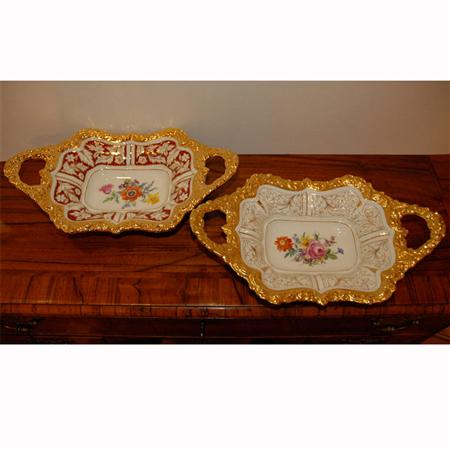 Two Meissen Gilt Decorated Porcelain
