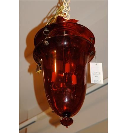 Venetian Ruby Glass Hanging Lantern  68816