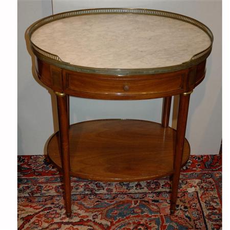 Louis XVI Style Marble Top Walnut Table