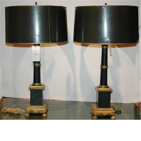 Pair of Empire Style Gilt and Patinated-Metal