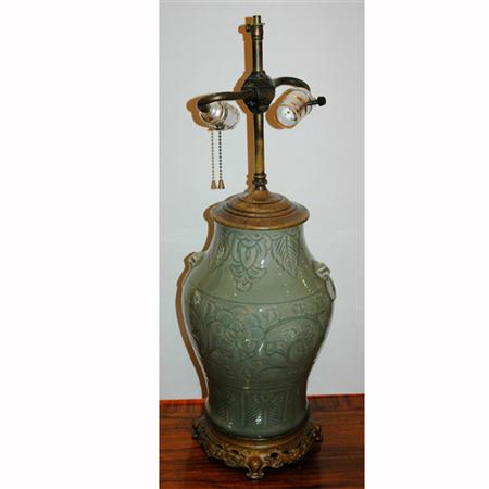 Celadon Glazed Porcelain Lamp
	  Estimate:$500-$700