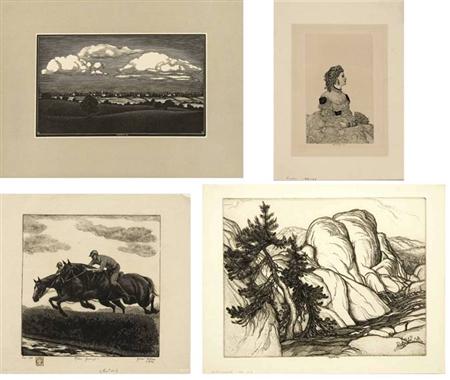 7 prints:  Three etchings by Haskell