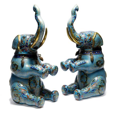 Pair of Cloisonne Elephants  6890b