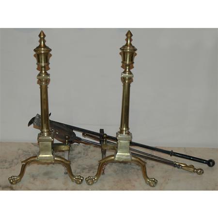 Pair of Georgian Style Brass Andirons 68913
