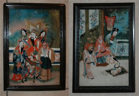 Pair of Chinese Reverse Paintings on