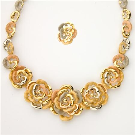 Tricolor Gold Necklace and Flower