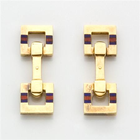 Pair of Art Deco Gold and Enamel 68d81