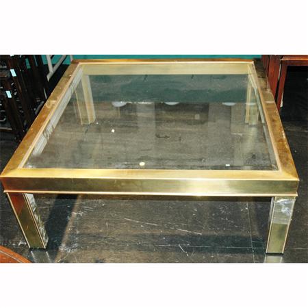 Glass Inset Brass Low Table  68e00