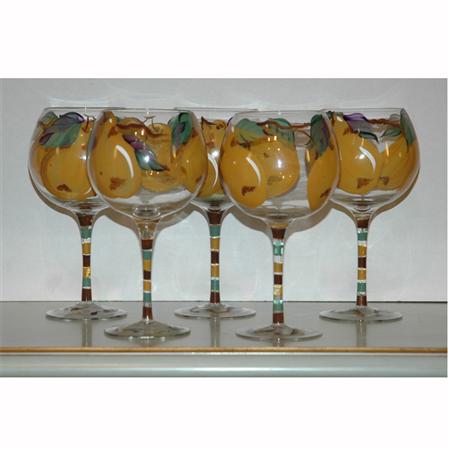 Set of Twelve Painted Stem Glasses  68e4e