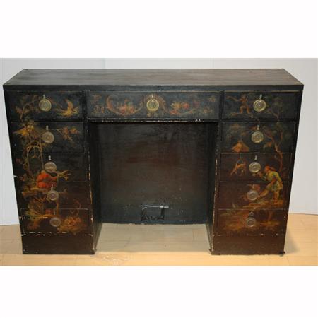 Chinoiserie Decorated Black Painted 68e58