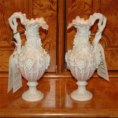 Pair of Bisque Porcelain Ewers  68e59